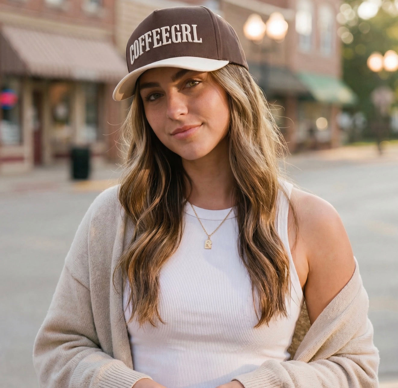 Coffeegrl two tone trucker hat